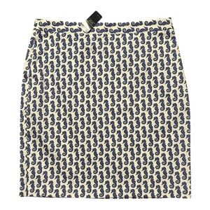Brooks Brothers Seahorse Blue White Skirt, Cotton New With Tags Women's Sz 12